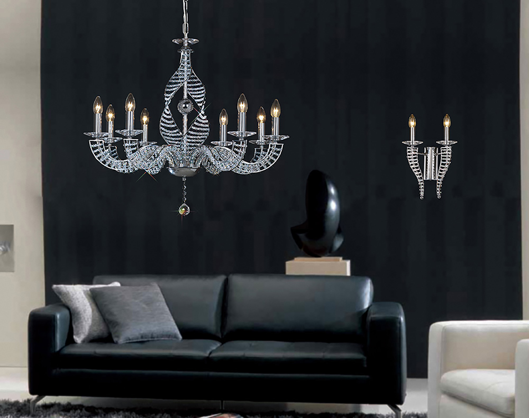 Santo Crystal Ceiling Lights Diyas Multi Arm Crystal Fittings